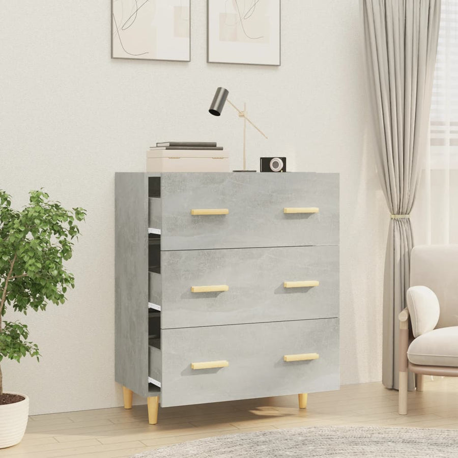 Dressoir 70X34X90 Cm Bewerkt Hout Betongrijs
