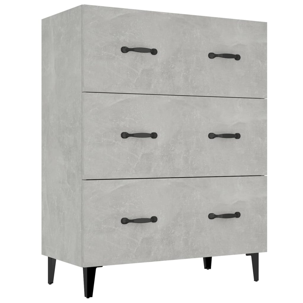 Dressoir 69,5X34X90 Cm Bewerkt Hout Betongrijs