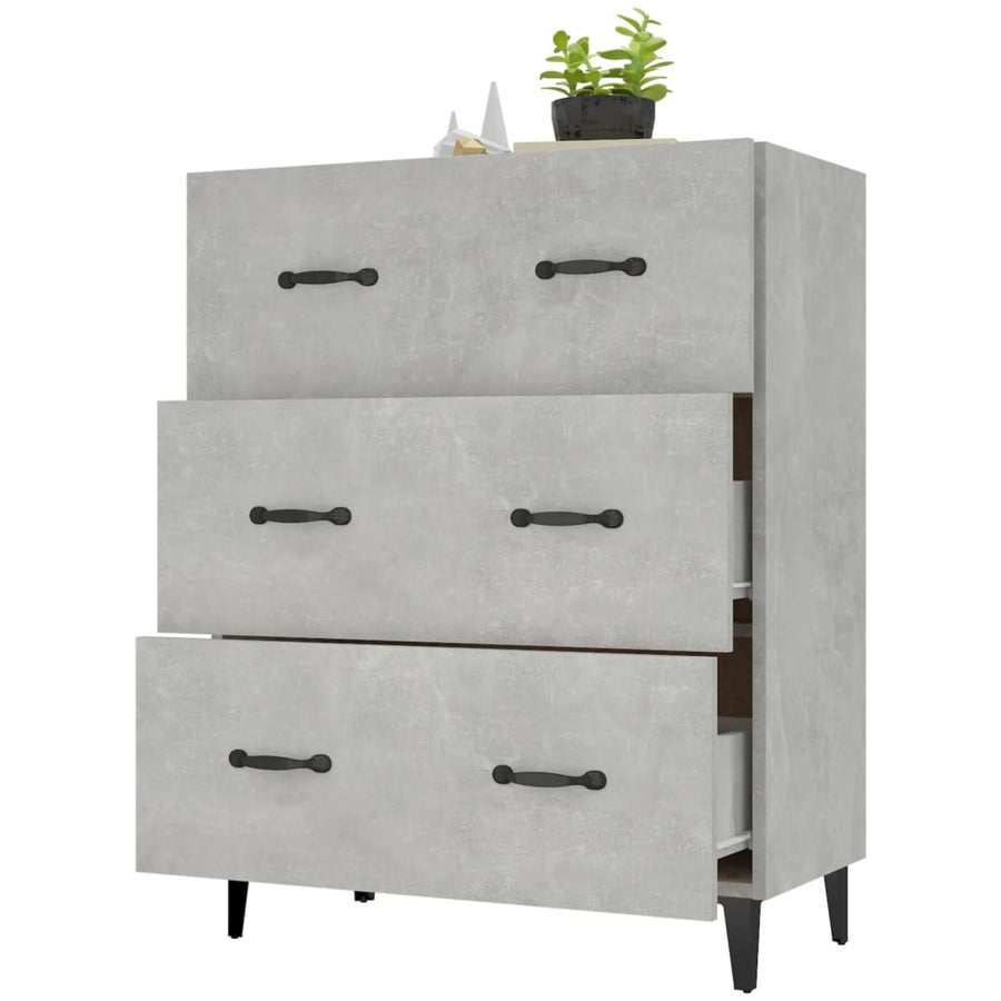 Dressoir 69,5X34X90 Cm Bewerkt Hout Betongrijs