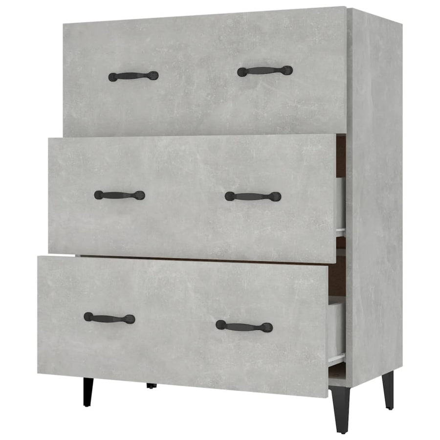 Dressoir 69,5X34X90 Cm Bewerkt Hout Betongrijs