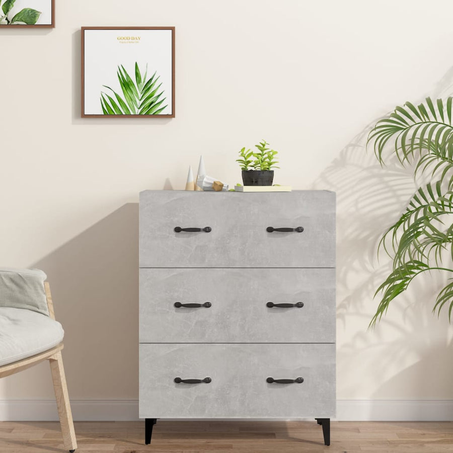 Dressoir 69,5X34X90 Cm Bewerkt Hout Betongrijs