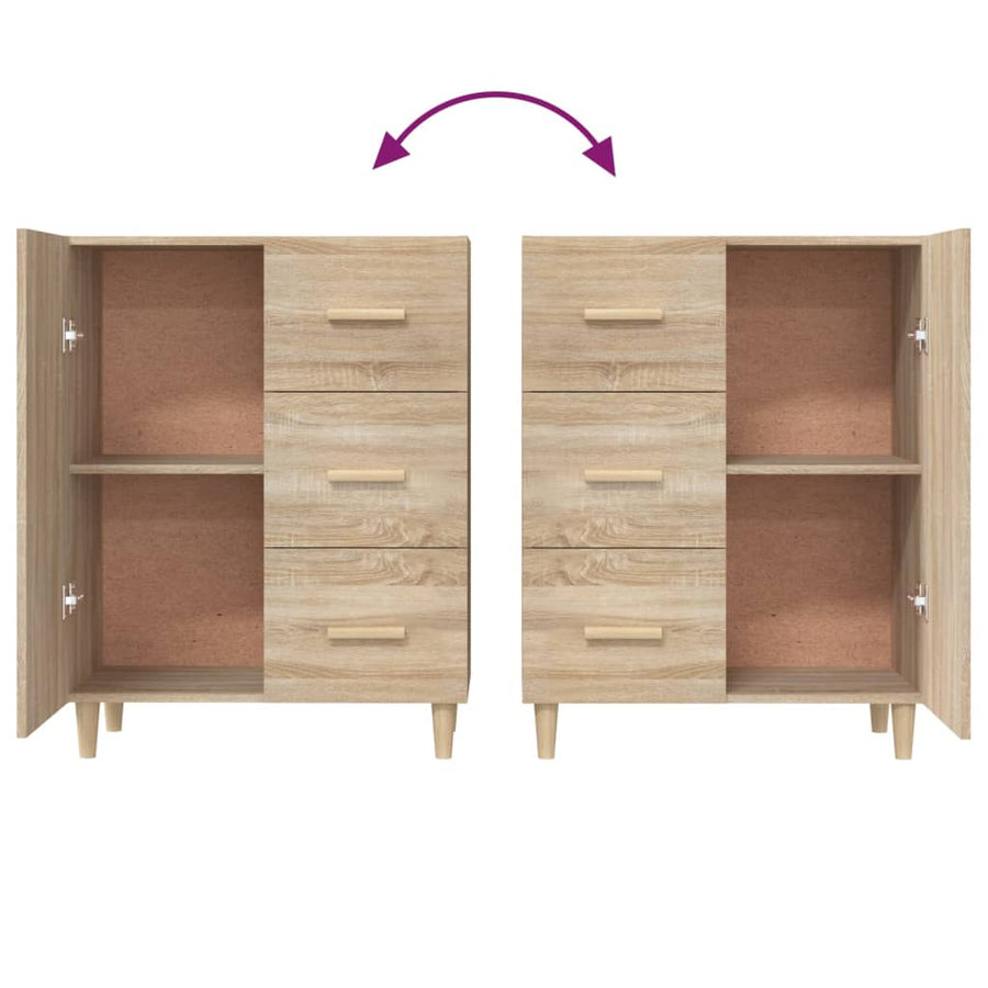 Dressoir 69,5X34X90 Cm Bewerkt Hout Kleurig Sonoma eiken