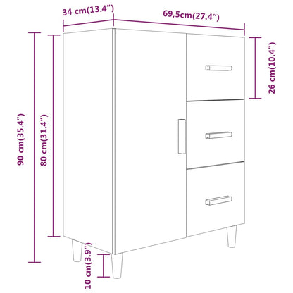 Dressoir 69,5X34X90 Cm Bewerkt Hout Kleurig Sonoma eiken