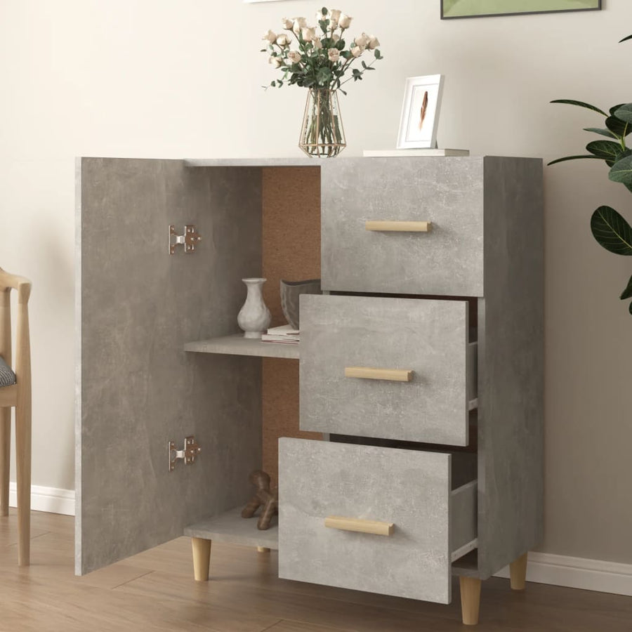 Dressoir 69,5X34X90 Cm Bewerkt Hout Betongrijs