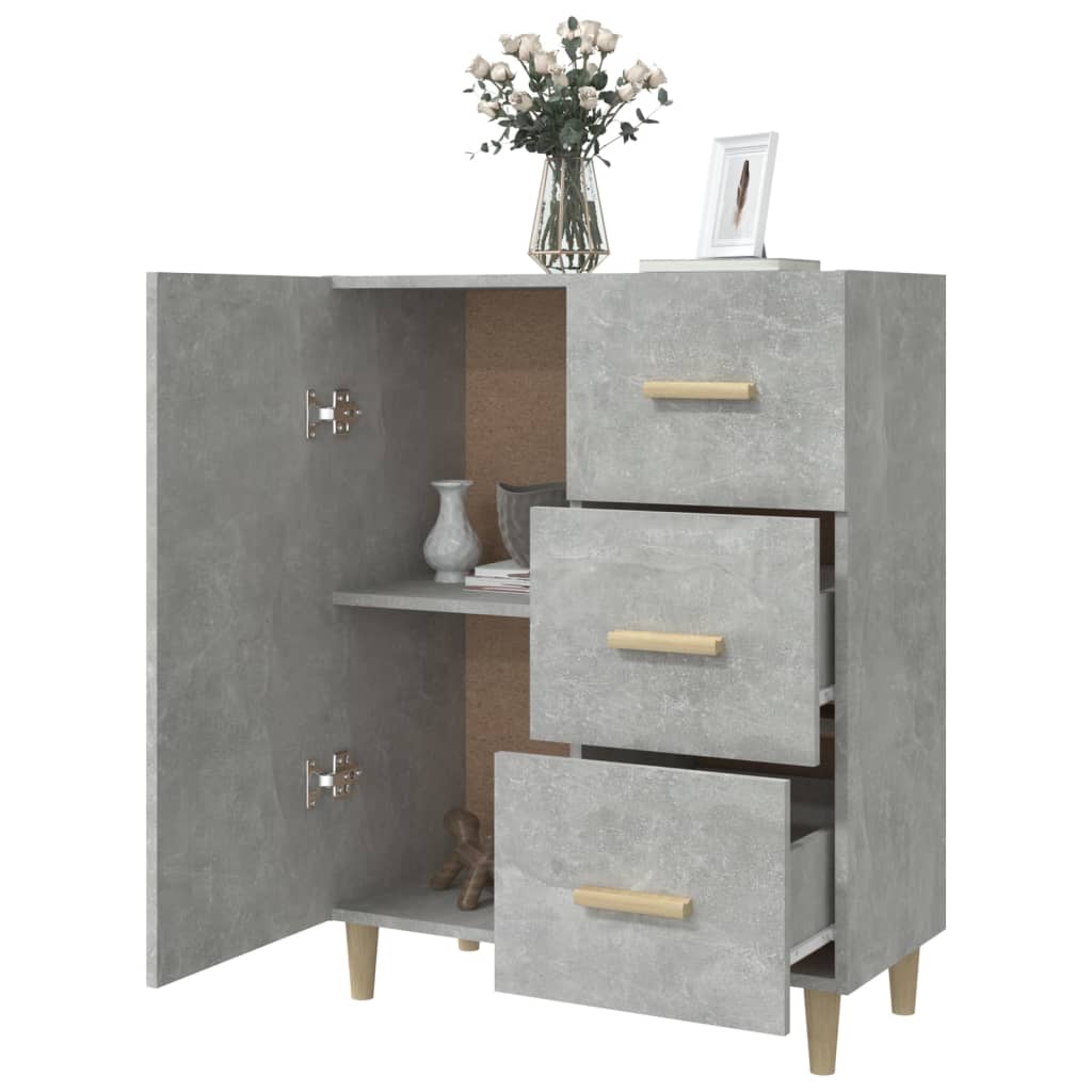 Dressoir 69,5X34X90 Cm Bewerkt Hout Betongrijs