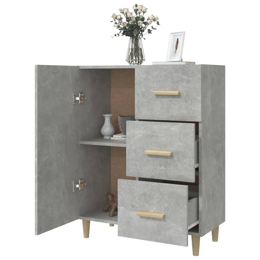 Dressoir 69,5X34X90 Cm Bewerkt Hout Betongrijs