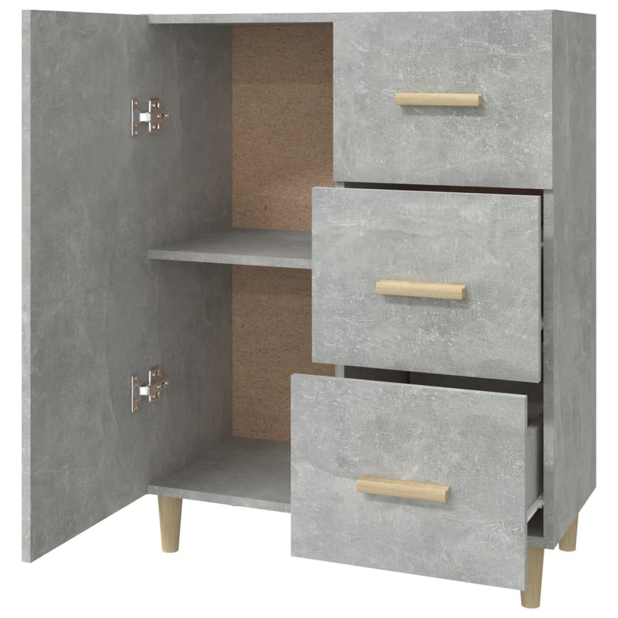 Dressoir 69,5X34X90 Cm Bewerkt Hout Betongrijs