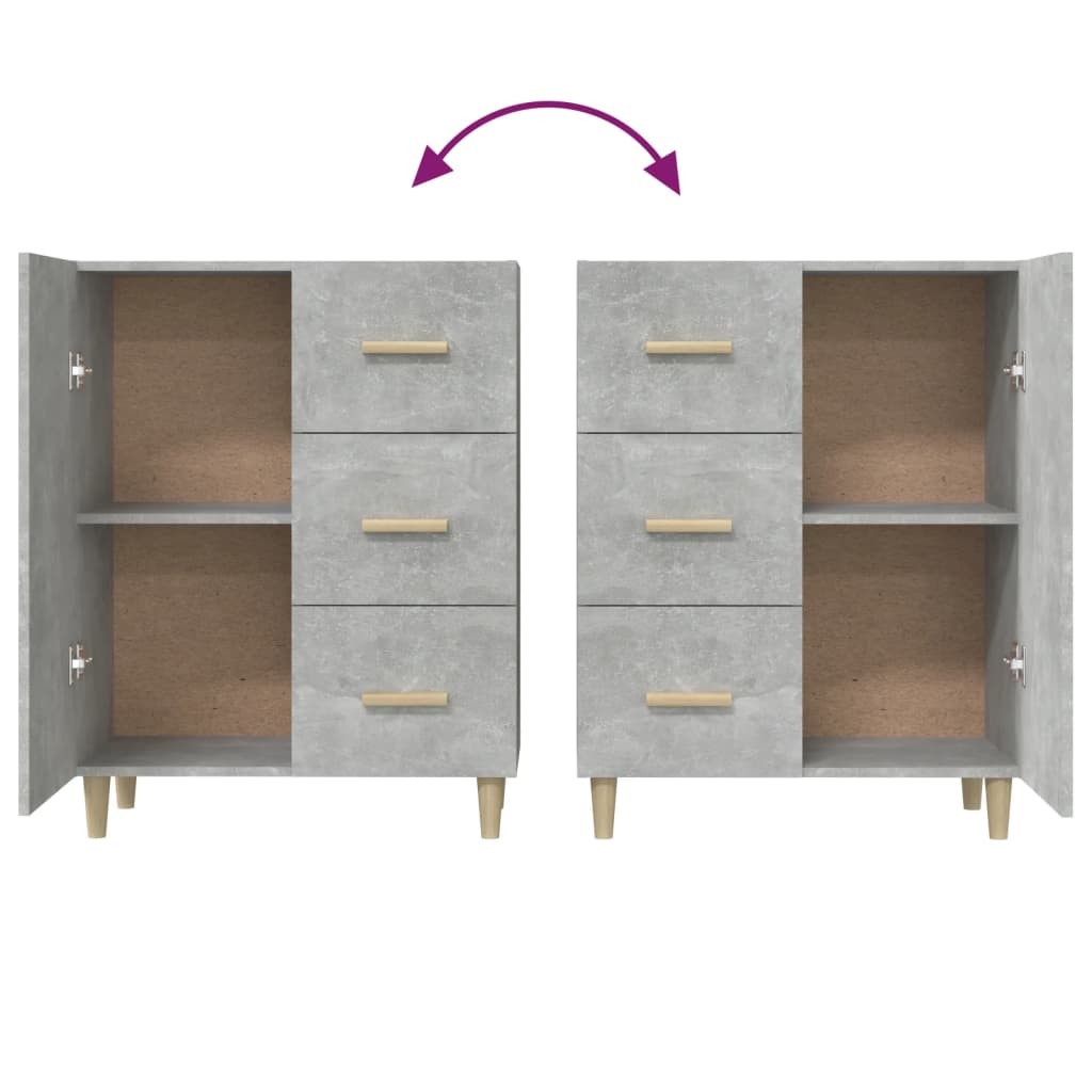 Dressoir 69,5X34X90 Cm Bewerkt Hout Betongrijs