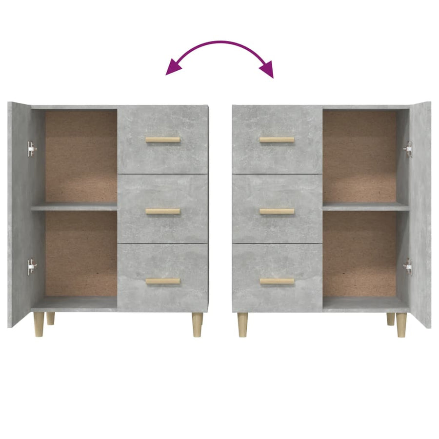 Dressoir 69,5X34X90 Cm Bewerkt Hout Betongrijs
