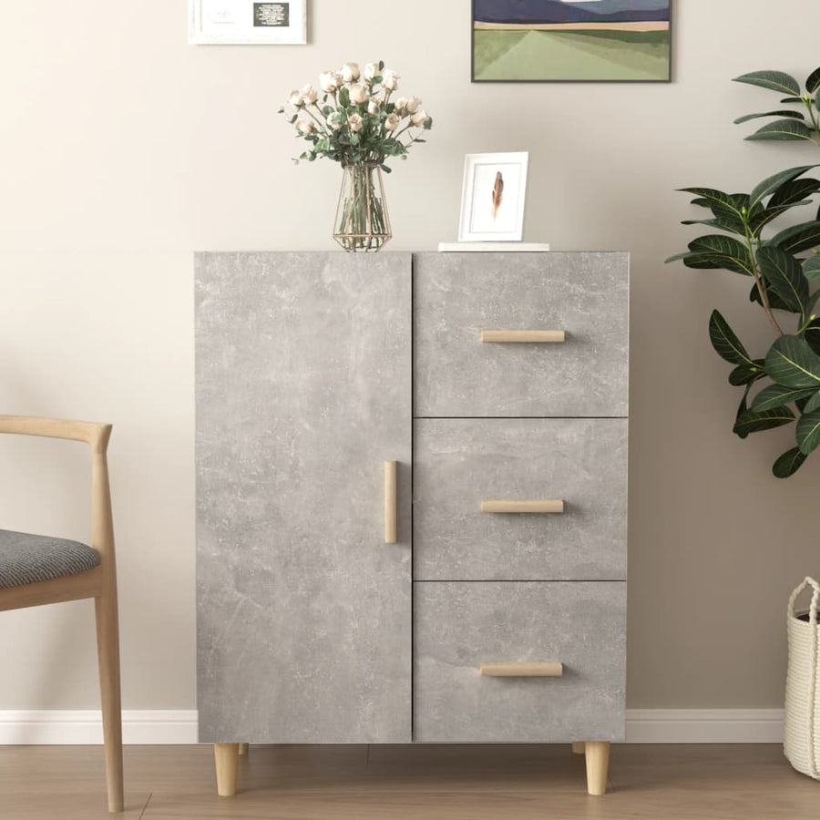 Dressoir 69,5X34X90 Cm Bewerkt Hout Betongrijs