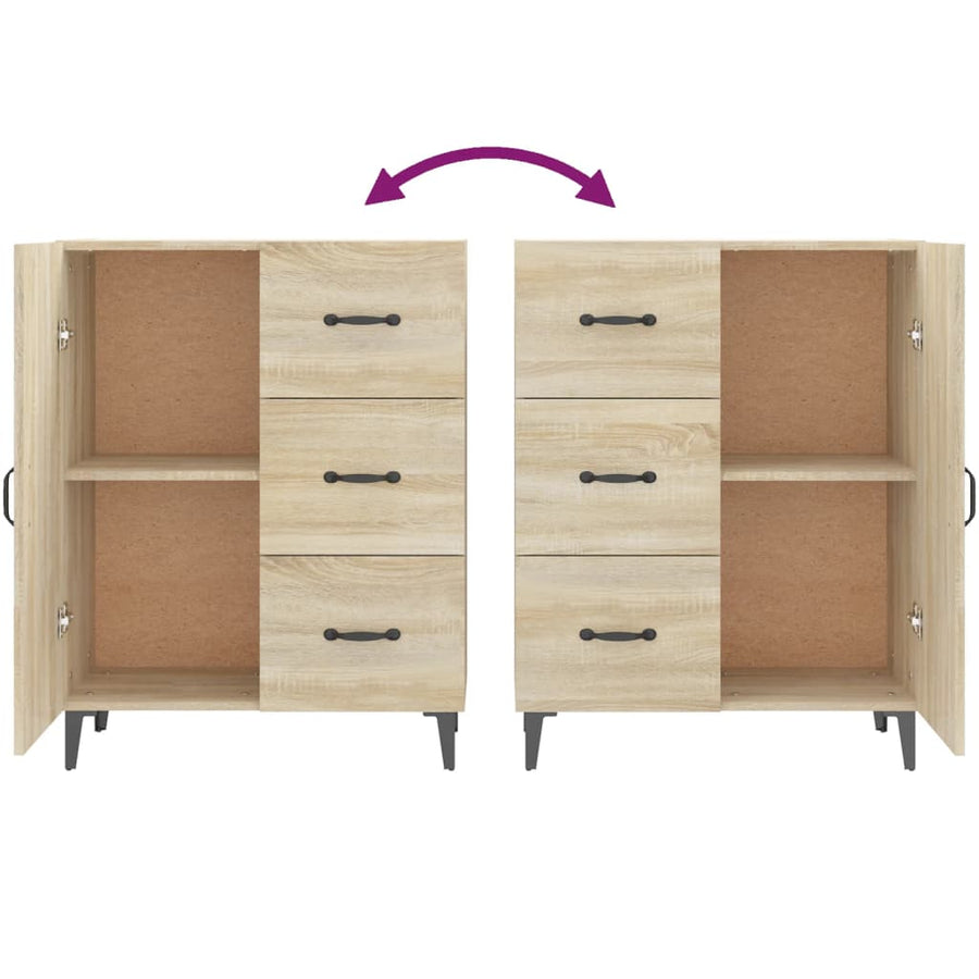Dressoir 69,5X34X90 Cm Bewerkt Hout Sonoma Eikenkleurig