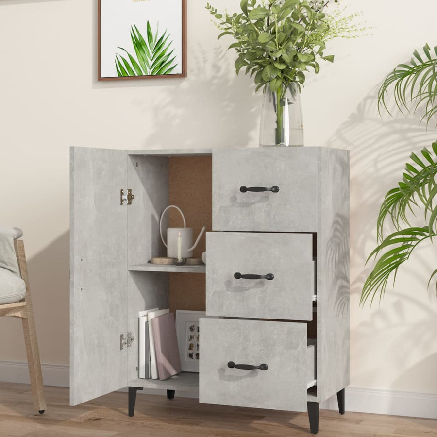 Dressoir 69,5X34X90 Cm Bewerkt Hout Betongrijs