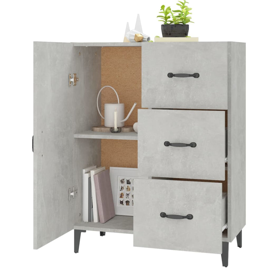 Dressoir 69,5X34X90 Cm Bewerkt Hout Betongrijs