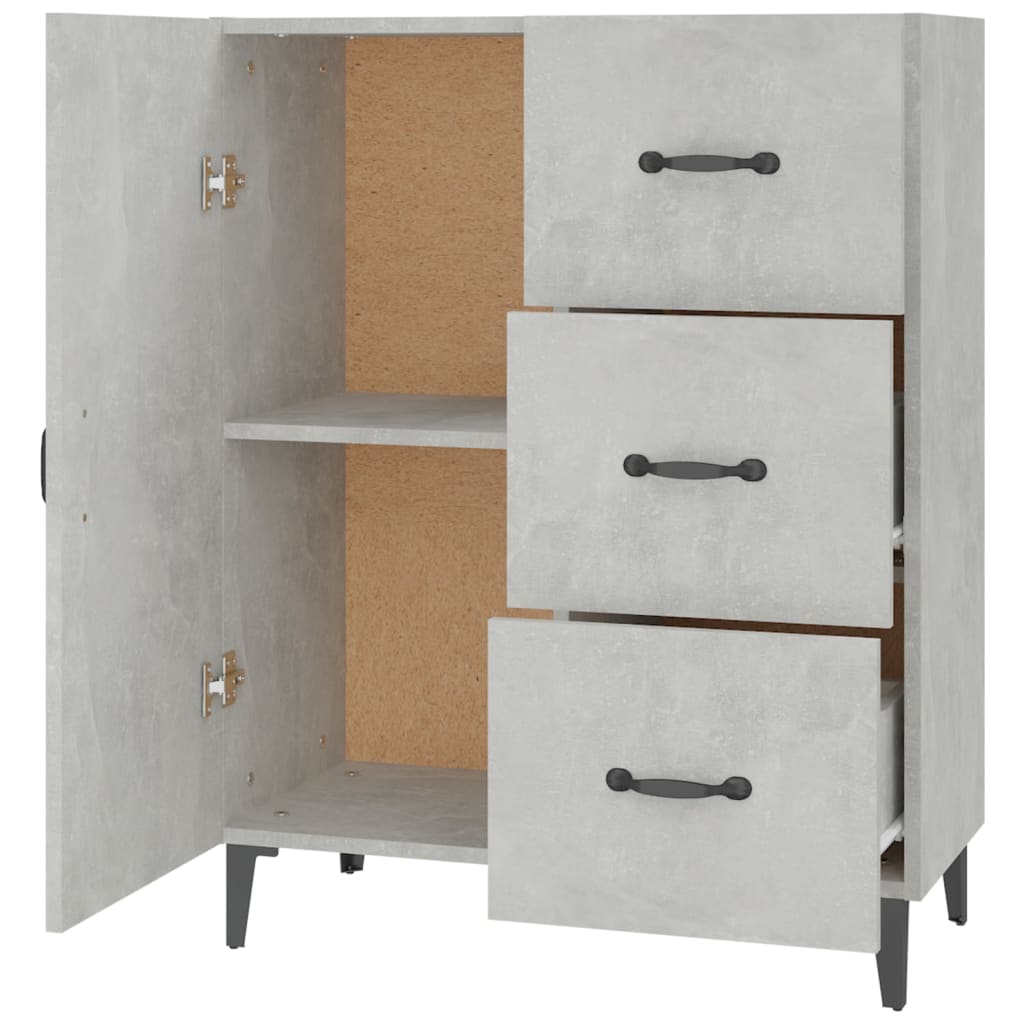 Dressoir 69,5X34X90 Cm Bewerkt Hout Betongrijs