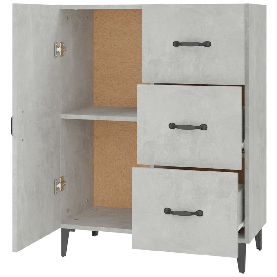 Dressoir 69,5X34X90 Cm Bewerkt Hout Betongrijs