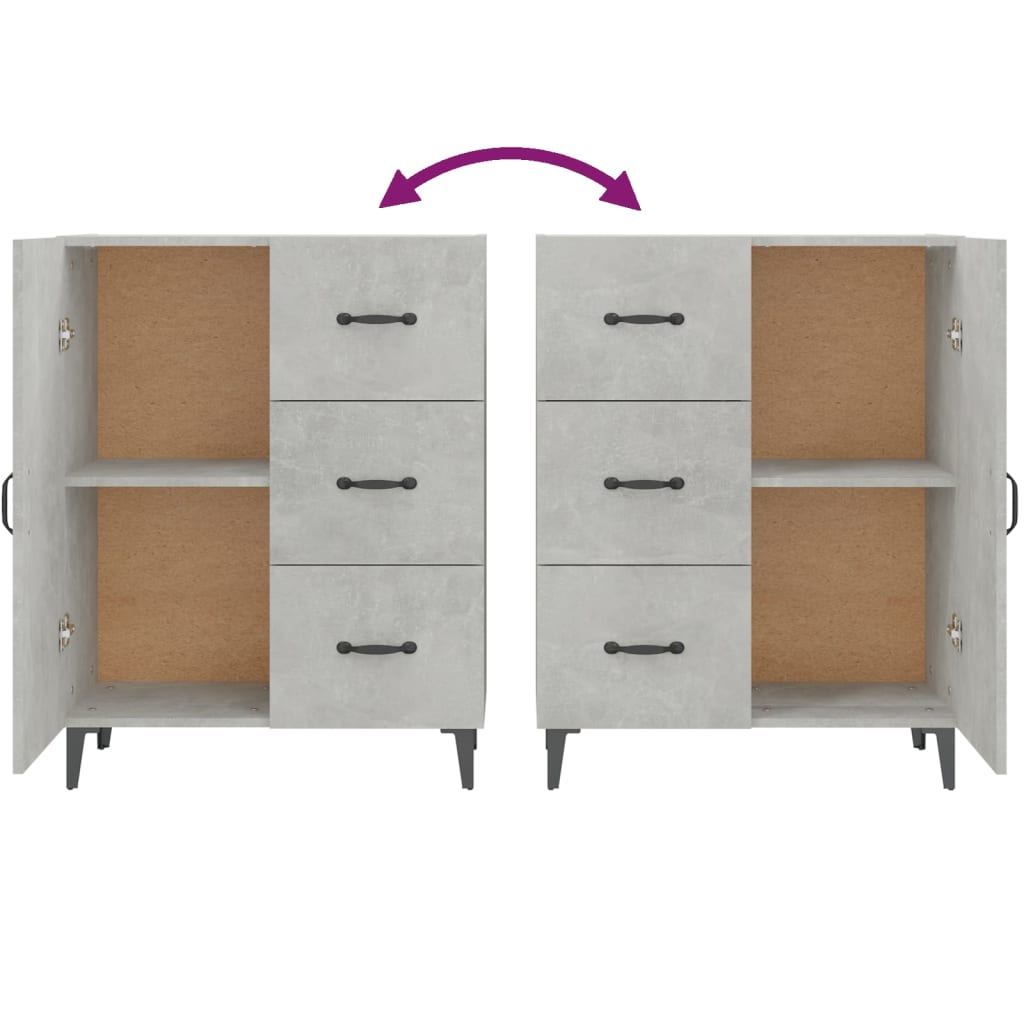 Dressoir 69,5X34X90 Cm Bewerkt Hout Betongrijs