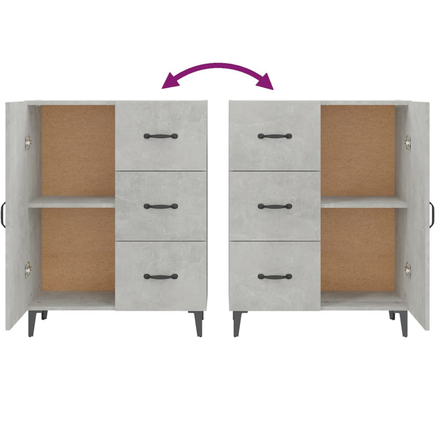 Dressoir 69,5X34X90 Cm Bewerkt Hout Betongrijs