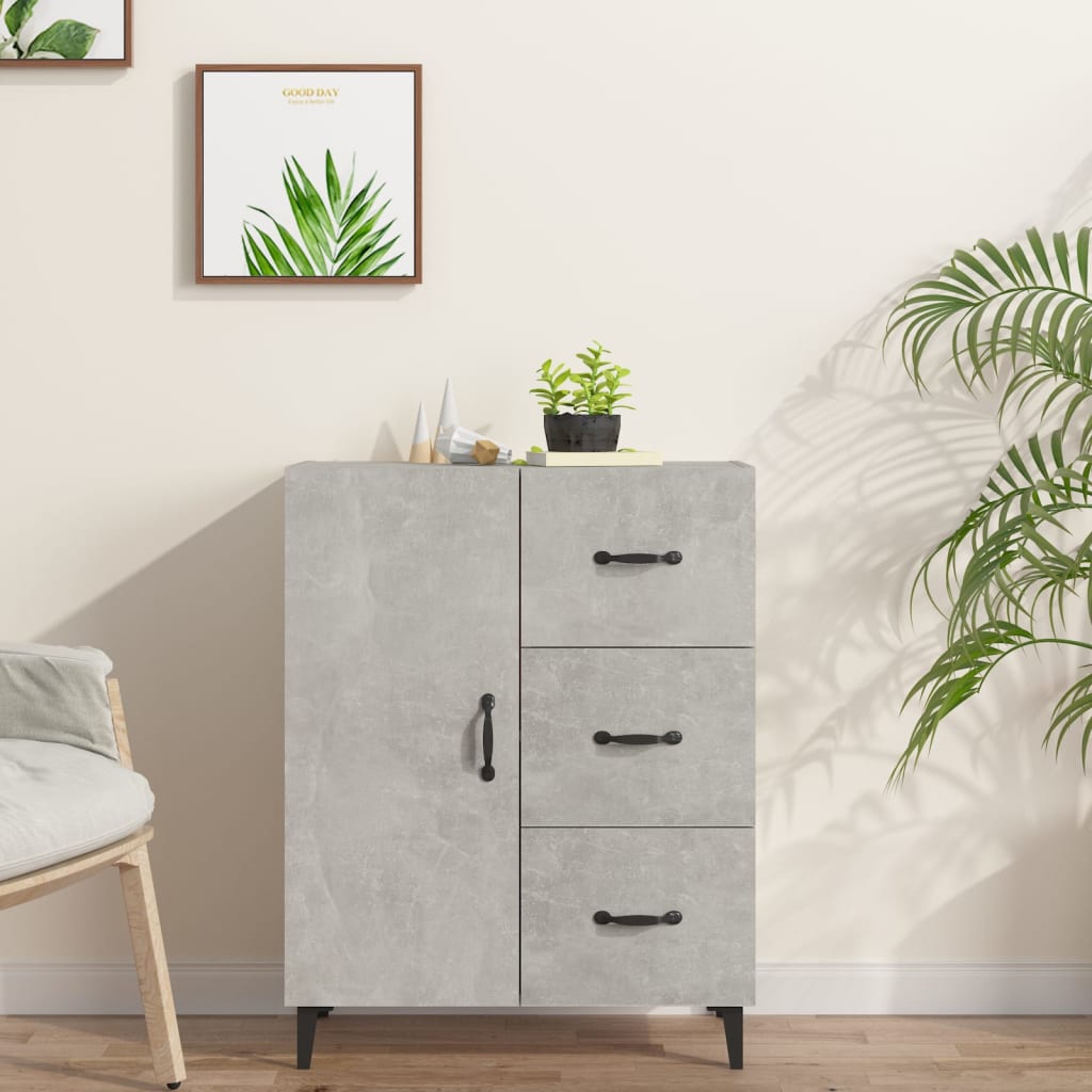 Dressoir 69,5X34X90 Cm Bewerkt Hout Betongrijs