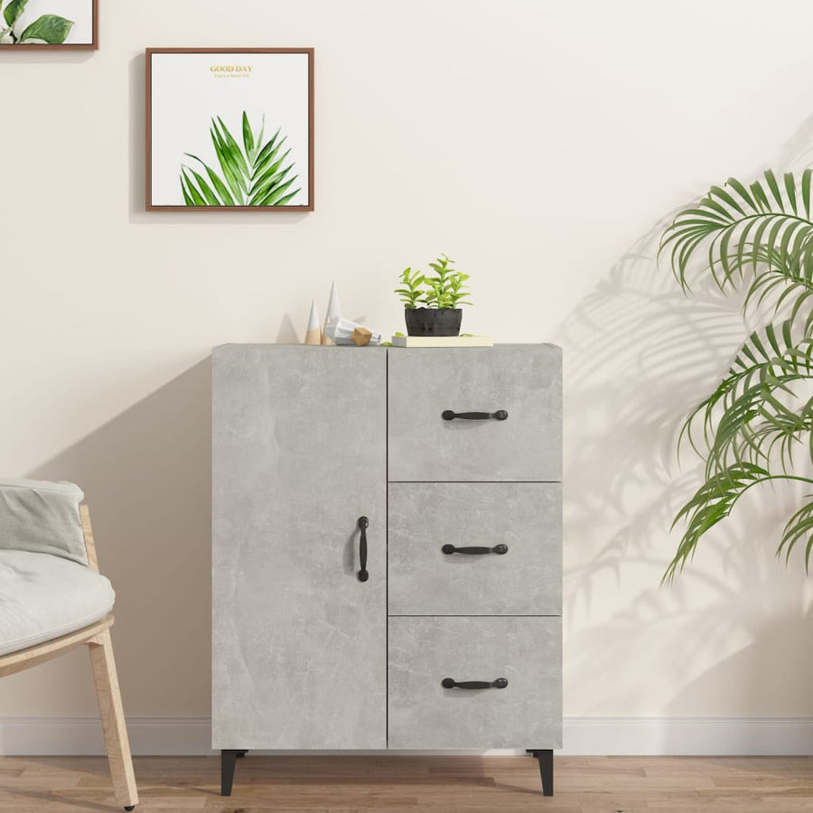 Dressoir 69,5X34X90 Cm Bewerkt Hout Betongrijs