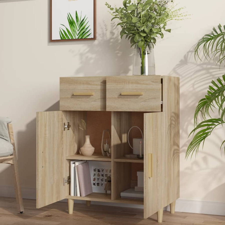 Dressoir 69,5X34X89 Cm Bewerkt Hout Kleurig Sonoma eiken