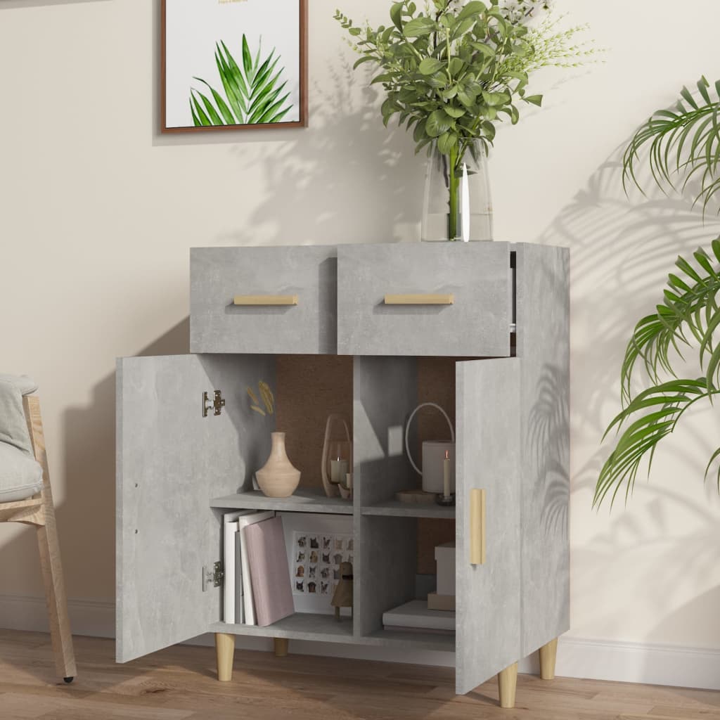 Dressoir 69,5X34X89 Cm Bewerkt Hout Betongrijs