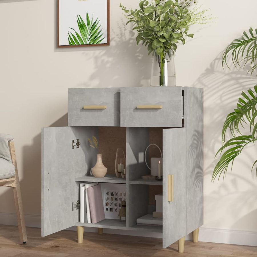 Dressoir 69,5X34X89 Cm Bewerkt Hout Betongrijs
