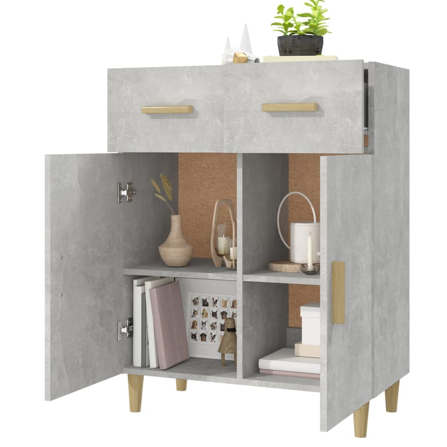 Dressoir 69,5X34X89 Cm Bewerkt Hout Betongrijs