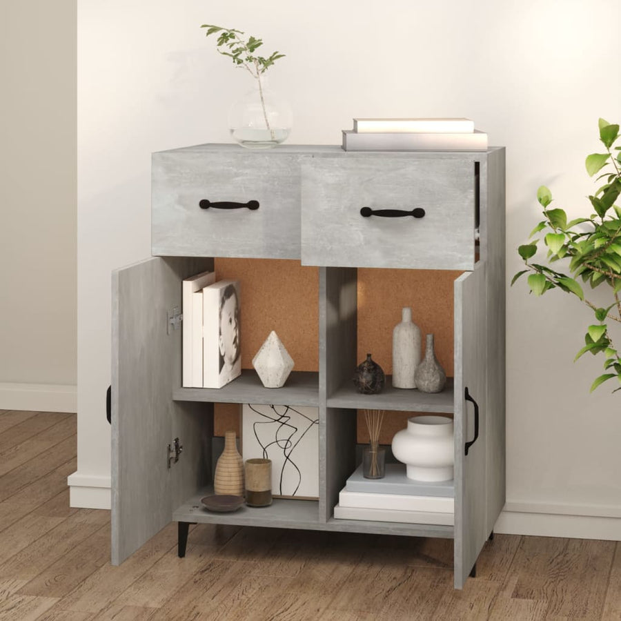 Dressoir 69,5X34X90 Cm Bewerkt Hout Betongrijs