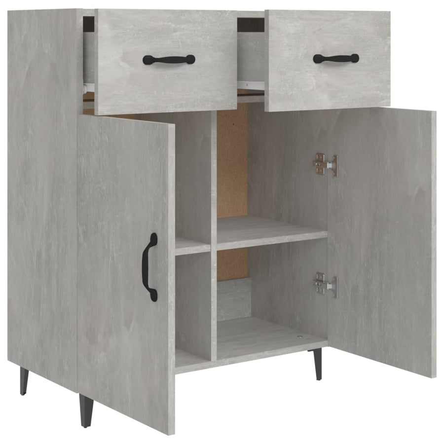 Dressoir 69,5X34X90 Cm Bewerkt Hout Betongrijs