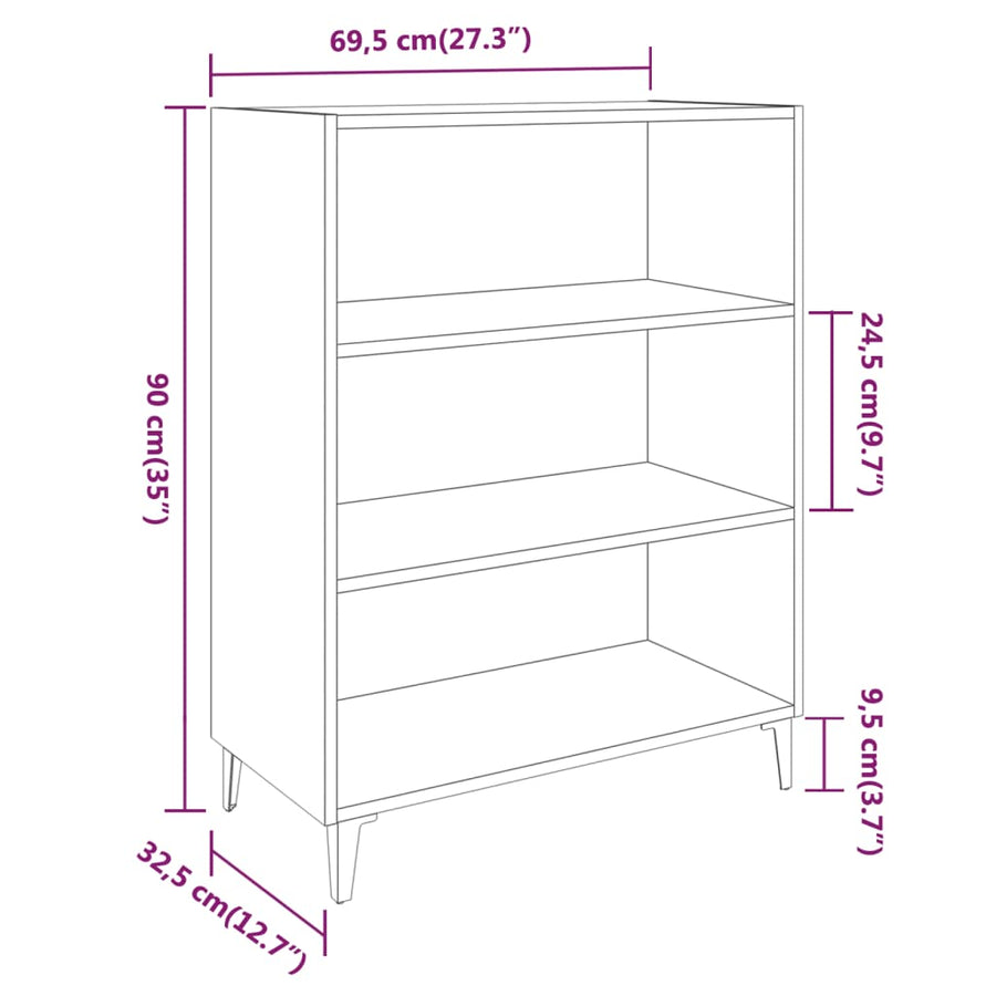 Dressoir 69,5x32,5x90 cm bewerkt hout betongrijs