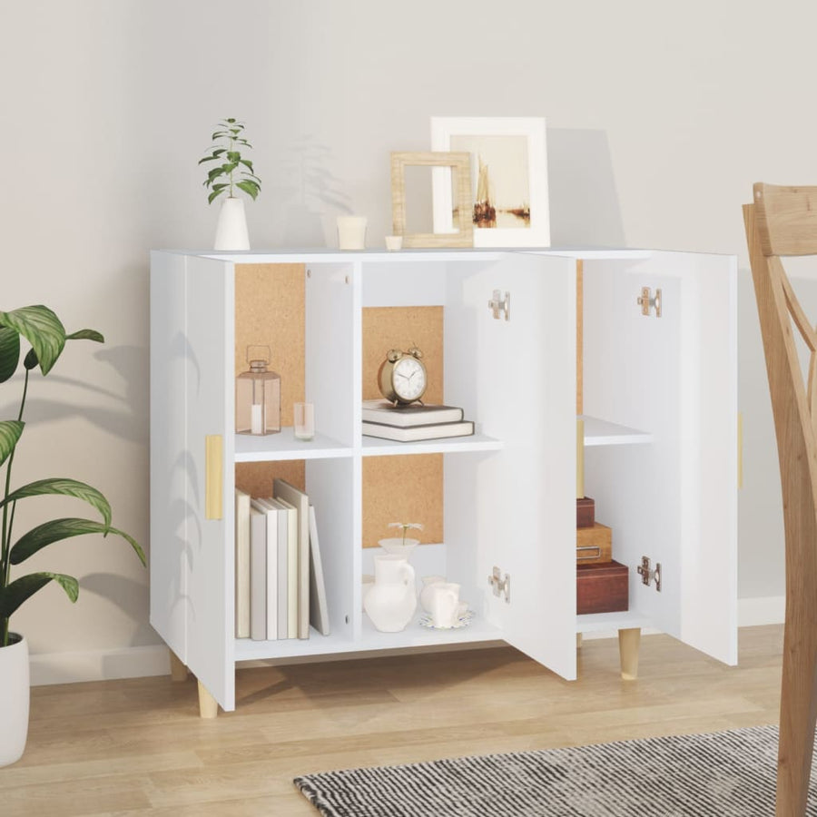 Dressoir 90X34X80 Cm Bewerkt Hout Wit