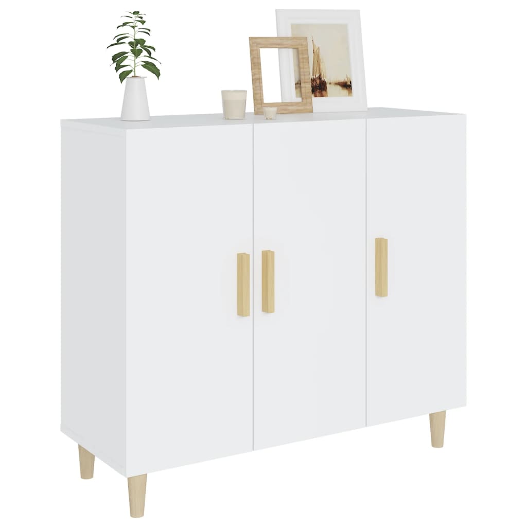 Dressoir 90X34X80 Cm Bewerkt Hout Wit