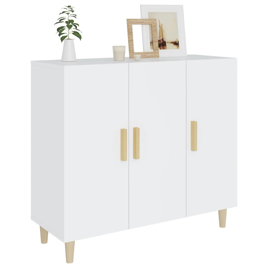 Dressoir 90X34X80 Cm Bewerkt Hout Wit