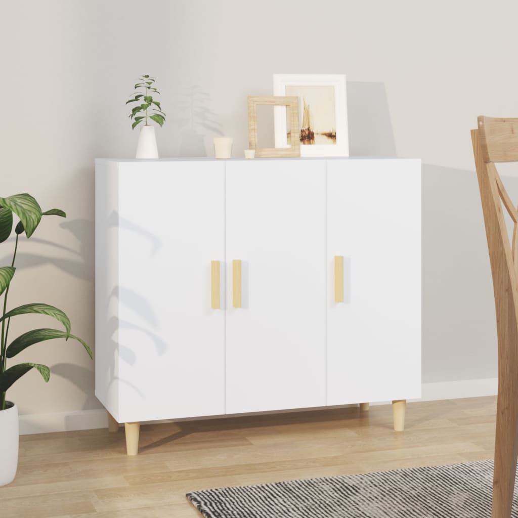 Dressoir 90X34X80 Cm Bewerkt Hout Wit
