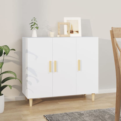 Dressoir 90X34X80 Cm Bewerkt Hout Wit