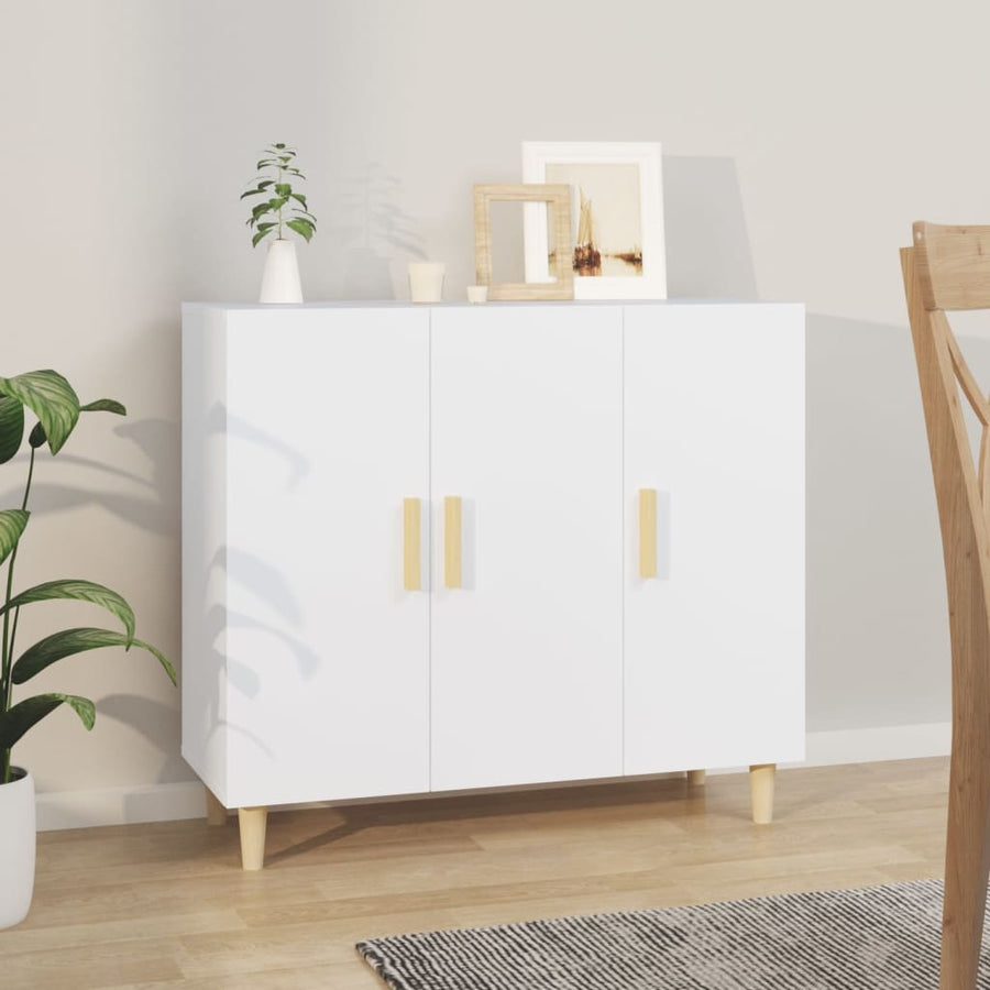 Dressoir 90X34X80 Cm Bewerkt Hout Wit