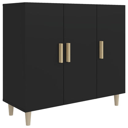 Dressoir 90X34X80 Cm Bewerkt Hout Zwart