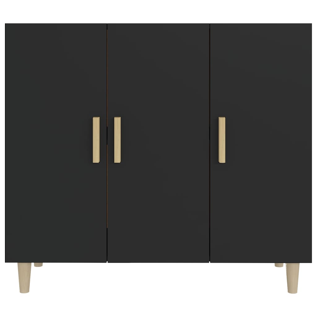Dressoir 90X34X80 Cm Bewerkt Hout Zwart
