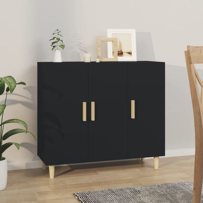 Dressoir 90X34X80 Cm Bewerkt Hout Zwart
