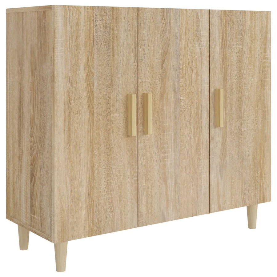 Dressoir 90X34X80 Cm Bewerkt Hout Sonoma Eikenkleurig