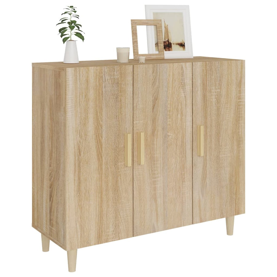 Dressoir 90X34X80 Cm Bewerkt Hout Sonoma Eikenkleurig