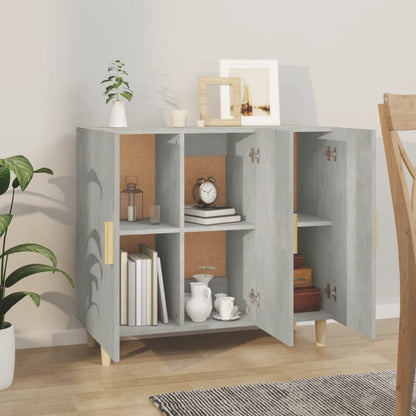 Dressoir 90X34X80 Cm Bewerkt Hout Betongrijs