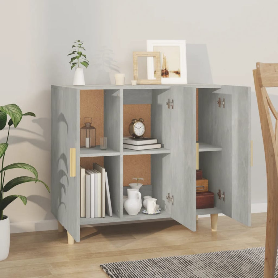 Dressoir 90X34X80 Cm Bewerkt Hout Betongrijs