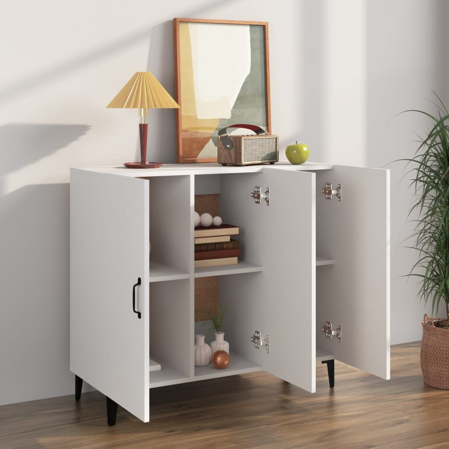 Dressoir 90x34x80 cm bewerkt hout wit Wit