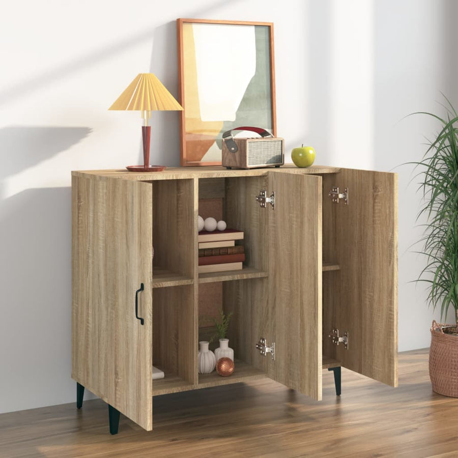 Dressoir 90X34X80 Cm Bewerkt Hout Kleurig Sonoma eiken