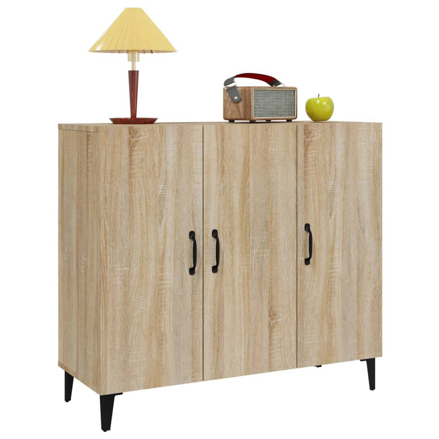 Dressoir 90X34X80 Cm Bewerkt Hout Kleurig Sonoma eiken