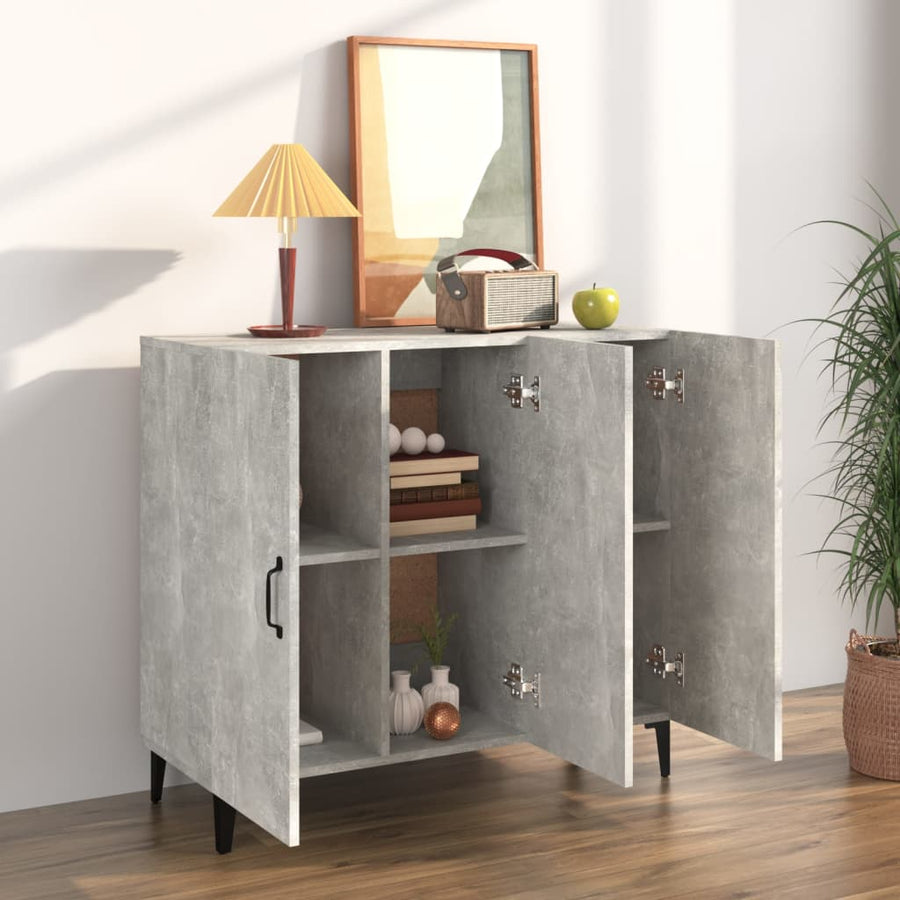 Dressoir 90X34X80 Cm Bewerkt Hout Betongrijs