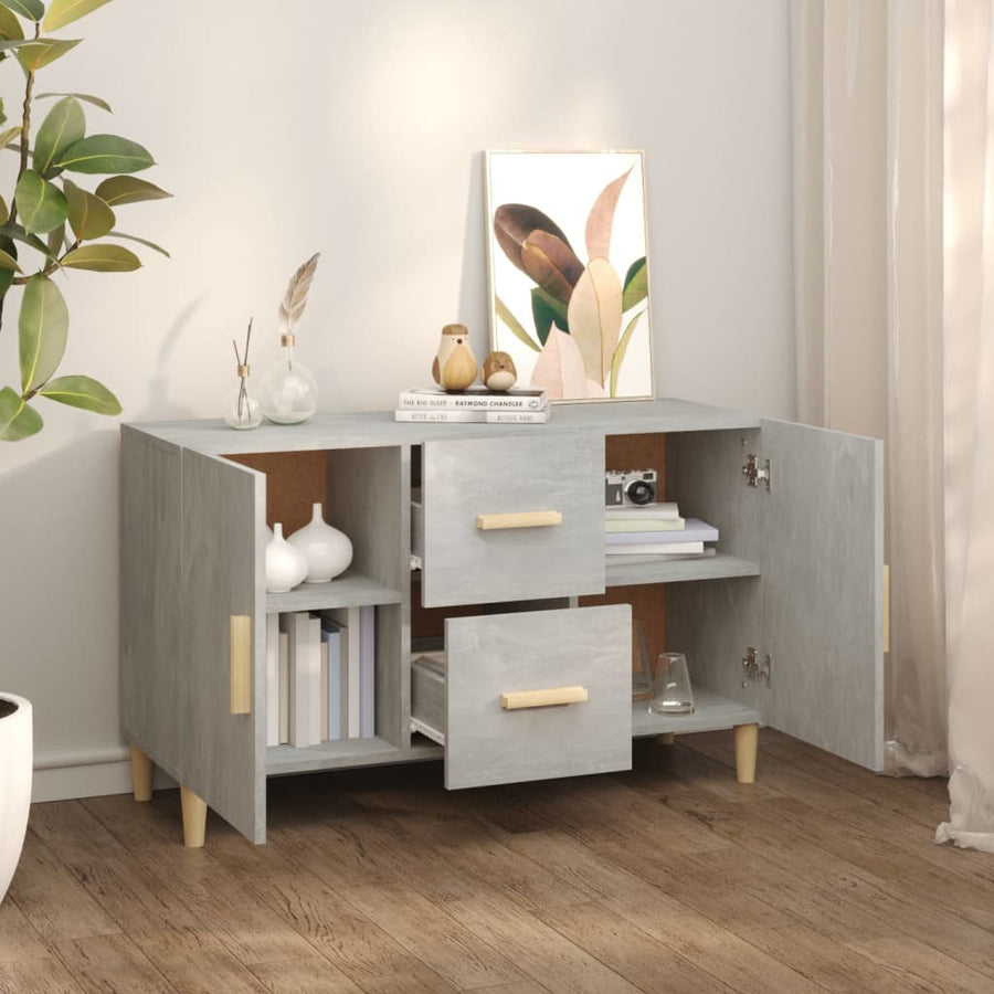Dressoir 100X36X60 Cm Bewerkt Hout Betongrijs