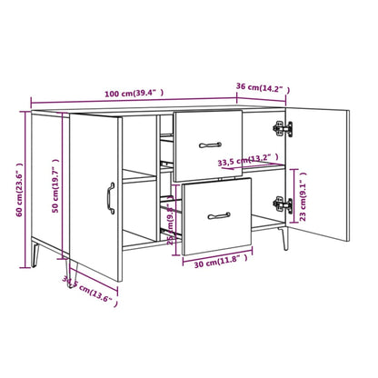 Dressoir 00X36X60 Cm Bewerkt Hout Zwart