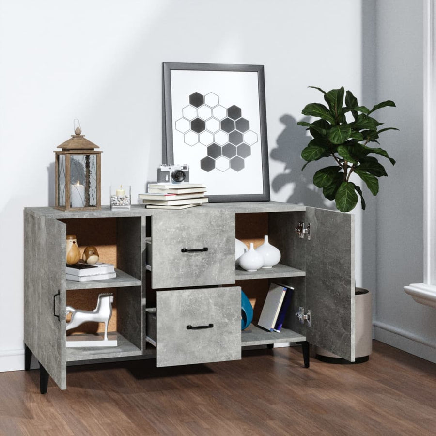 Dressoir 100x36x60 cm bewerkt hout betongrijs Betongrijs